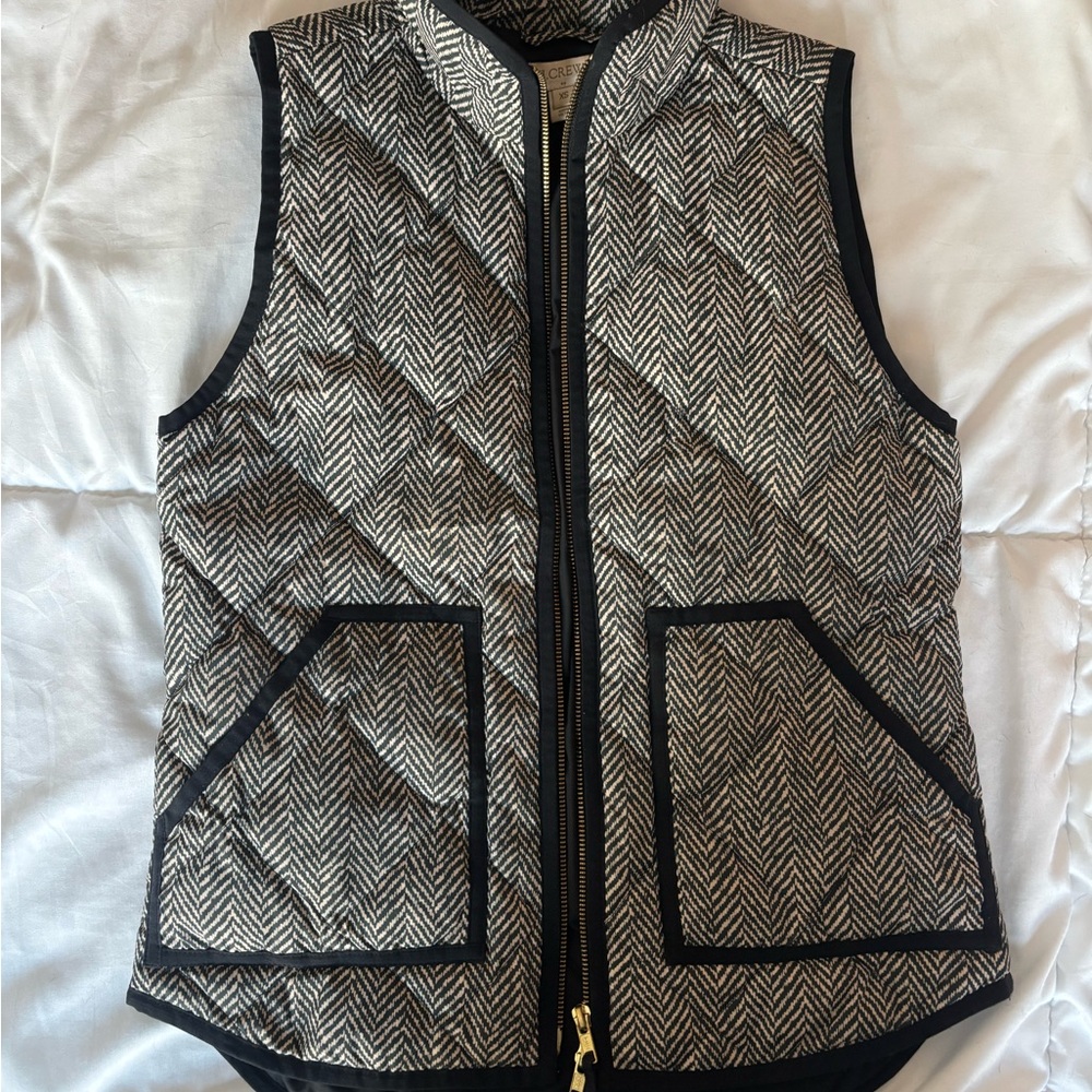 J. Crew Women's Black and White Herringbone Vest